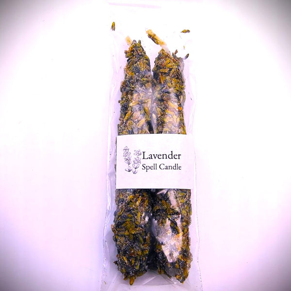 Lavender Chime Spell Candle Set of 2 herb dressed candle