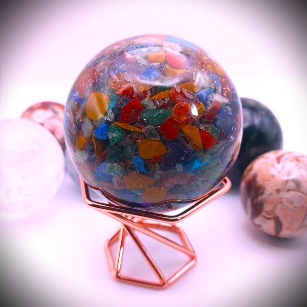 Crystal Sphere holder stand base metal copper plated