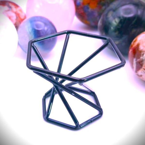 Crystal Sphere holder stand base metal black plated