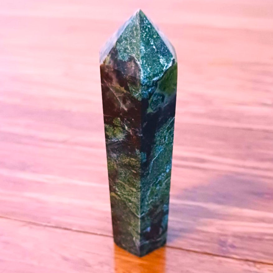Dragon Bloodstone Hexagonal Point Tower-Obelisk
