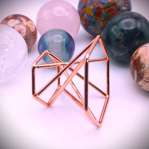 Crystal Sphere holder stand base metal copper plated