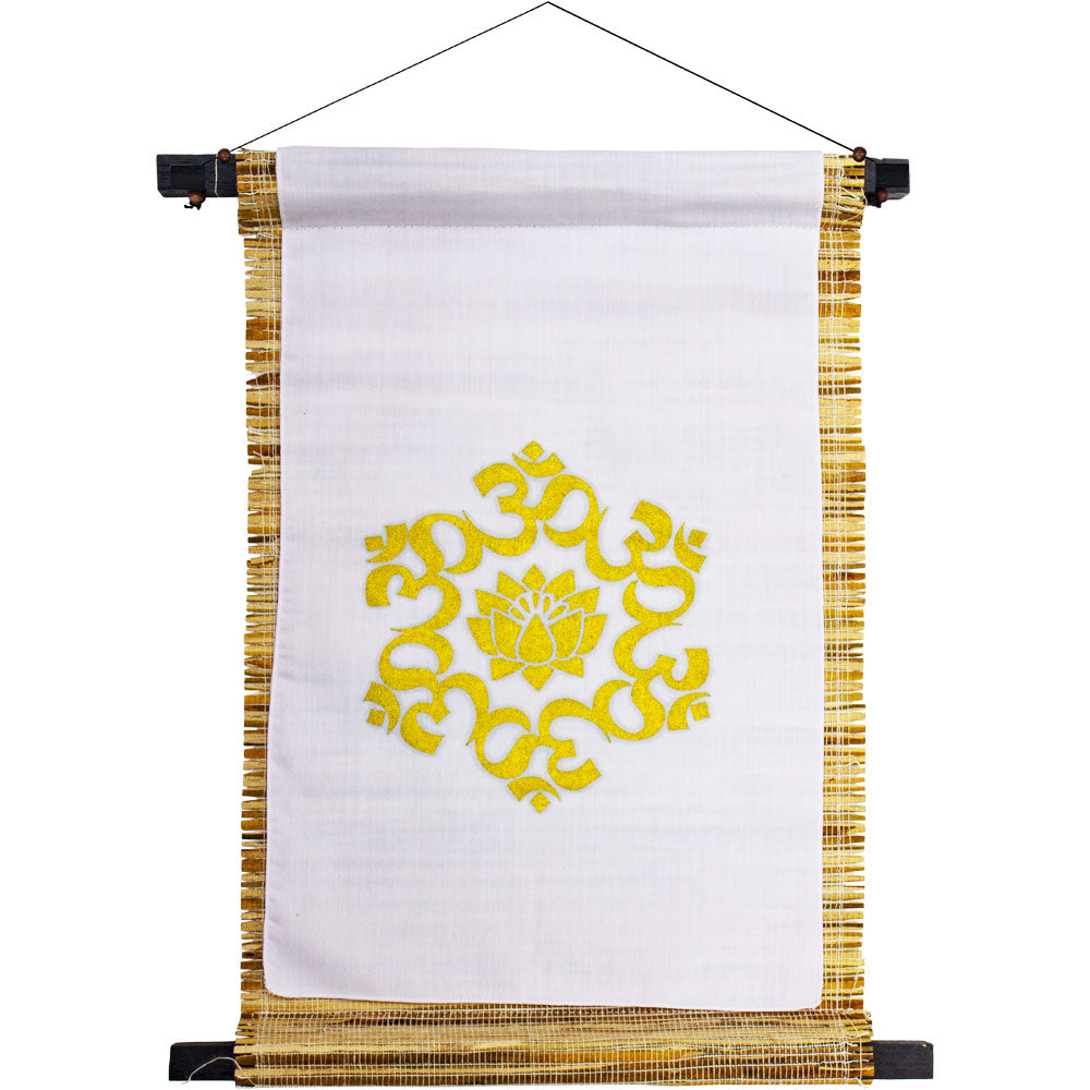 Small Seagrass Scroll Banner - Om Lotus