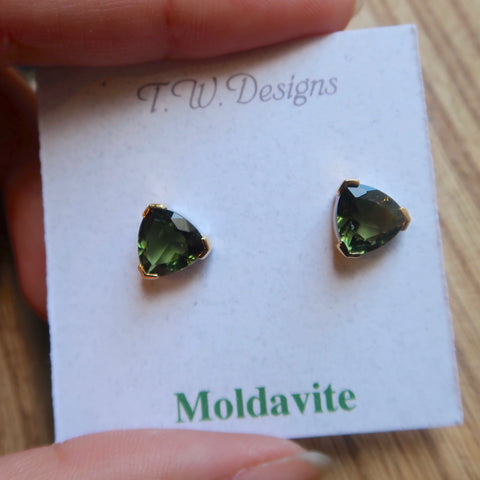 Moldavite Sterling Silver Stud Earrings