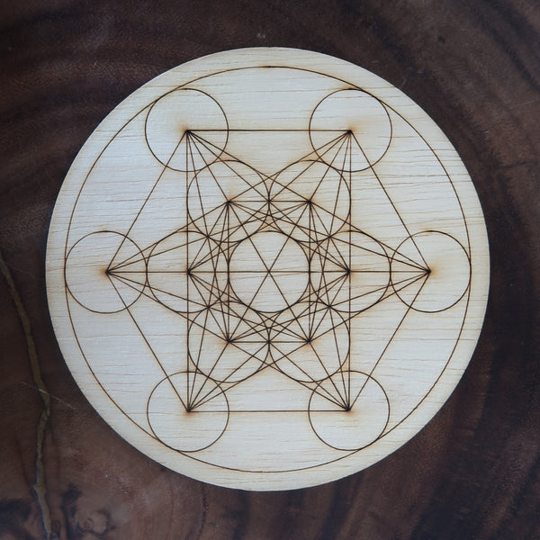 Sacred Geometry Grid Wood Small 5" diameter